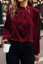 Load image into Gallery viewer, Red Dahlia Long Sleeve Velvet Blouse
