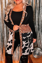 Load image into Gallery viewer, Black Paisley &amp; Animal Print Fall Long Cardigan
