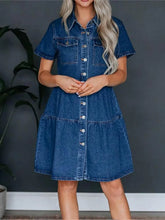 Load image into Gallery viewer, Super cute and flirty denim midi denim dress,
