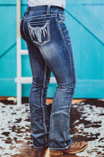 Load image into Gallery viewer, Sky Blue Embroidered Cow Straight Leg Jeans
