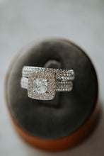 Load image into Gallery viewer, Nadia Cushion Cut Sterling Silver Ring Set
