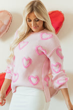 Load image into Gallery viewer, Pink Heart Shape Bubble Sleeve Baggy Sweater
