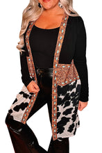 Load image into Gallery viewer, Black Paisley &amp; Animal Print Fall Long Cardigan
