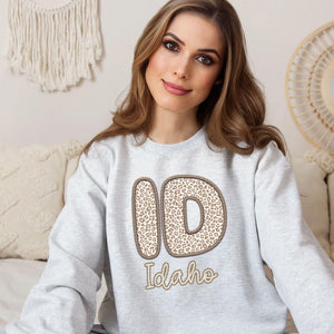 Leopard State Sweatshirts Faux Embroidery Part 2