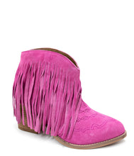 Load image into Gallery viewer, Amos Western Fringe Ankle Bootie in Suede
