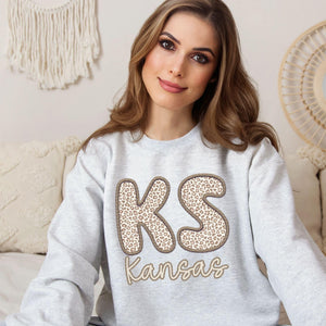 Leopard State Sweatshirts Faux Embroidery Part 2