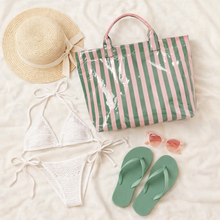 Load image into Gallery viewer, striped beach tote summer pool bag
