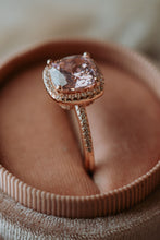 Load image into Gallery viewer, Fiel Pink Gem Cushion Cut Rose Gold Ring
