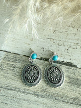 Load image into Gallery viewer, Western Concho Turquoise Dangle Earrings
