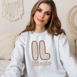 Leopard State Sweatshirts Faux Embroidery Part 2