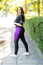 Load image into Gallery viewer, PreOrder | The Presley - Purple Panel Full Length Leggings ROUND 2
