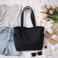 Load image into Gallery viewer, Ready to Ship  | The Lola - Black Canvas Tote
