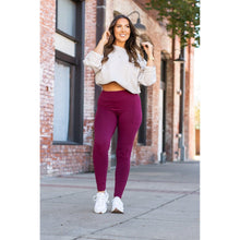 Load image into Gallery viewer, Buttery soft maroon leggings for women - High waist maroon leggings with side pockets
