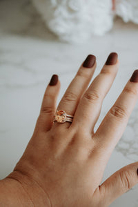 Bailey Oval Champagne Rose Gold Ring Set