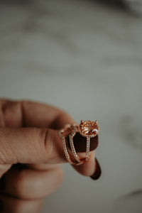 Bailey Oval Champagne Rose Gold Ring Set