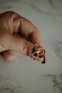 Bailey Oval Champagne Rose Gold Ring Set