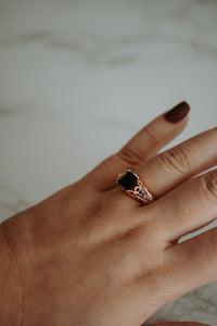 Kinsley Black Princess Cut Gem in Rose Gold