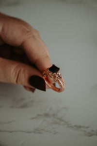 Kinsley Black Princess Cut Gem in Rose Gold