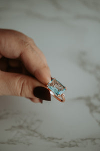 Ayesha Aquamarine Gem Rose Gold Ring