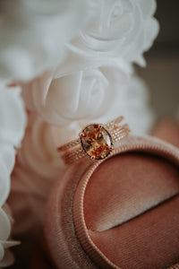 Bailey Oval Champagne Rose Gold Ring Set