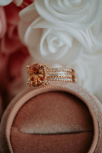 Bailey Oval Champagne Rose Gold Ring Set