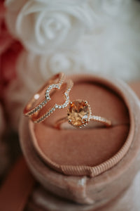 Bailey Oval Champagne Rose Gold Ring Set