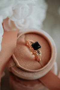 Kinsley Black Princess Cut Gem in Rose Gold