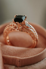 Load image into Gallery viewer, Kinsley Black Princess Cut Gem in Rose Gold
