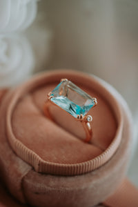 Ayesha Aquamarine Gem Rose Gold Ring