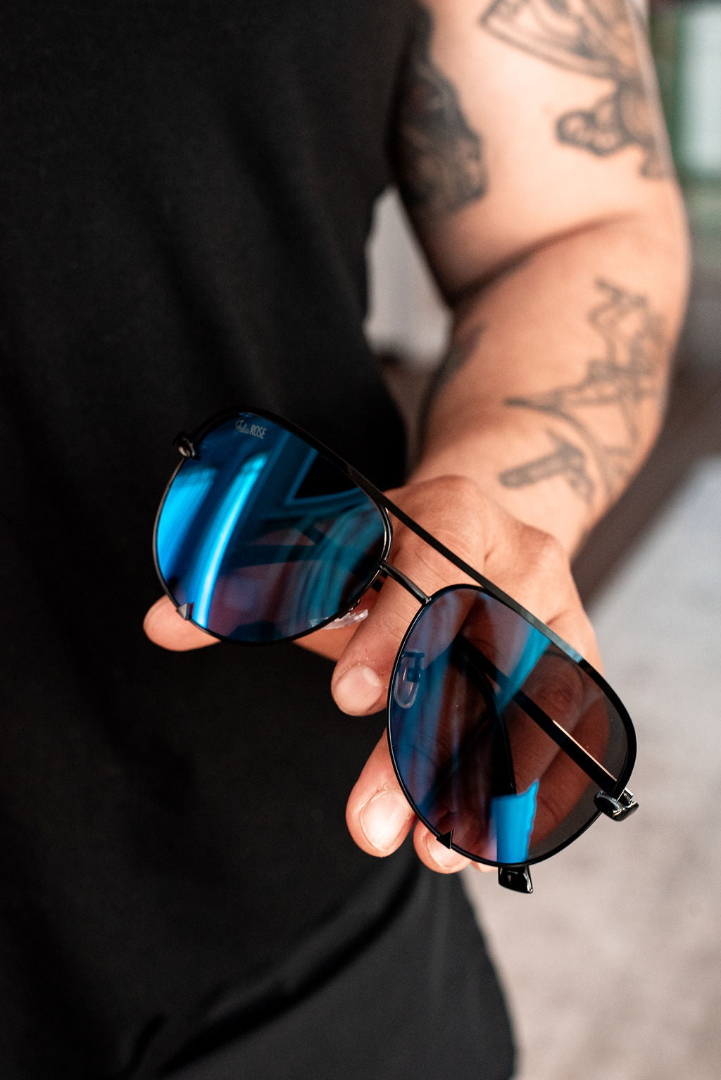 PreOrder | The Alex Black/Blue - High Quality Unisex Aviator Sunglasses*