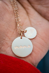 Mama Round Two-Piece Pendant Necklace