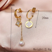 Load image into Gallery viewer, Dorothy Four-Leaf Clover Studs Gold Earrings
