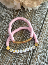 Load image into Gallery viewer, Heishi Bracelet Set "Patience" Baby Pink
