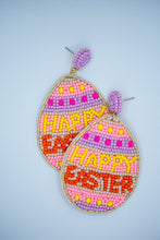 Load image into Gallery viewer, Happy Easter Egg Seed Bead Earrings in Purple and Pink
