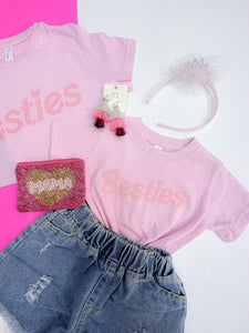 Besties Mommy & Me | Women's Fit Pink Matching Graphic Tee