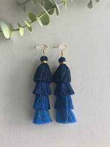 Free Fall Tassel Earrings "Blues"