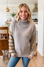 Load image into Gallery viewer, Striped Plaid Waffle Sweater

