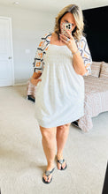 Load image into Gallery viewer, White Geometric Sleeve Dress
