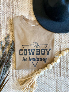Cowboy In Training | Tan Short Sleeve Kid's Western Graphic Tee