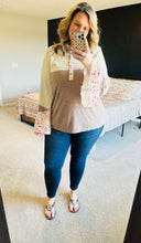 Load image into Gallery viewer, Boho Floral Bell Sleeve Henley Top
