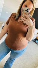 Load image into Gallery viewer, Coffee Criss Cross Mineral Wash Top

