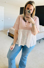 Load image into Gallery viewer, Pink Floral Waffle Top
