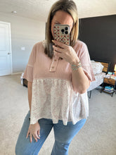 Load image into Gallery viewer, Pink Floral Waffle Top
