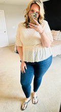 Load image into Gallery viewer, Neutral Lace Ruffle Blouse
