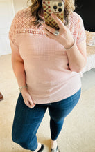 Load image into Gallery viewer, Lace Detail Waffle Knit Top
