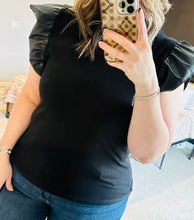 Load image into Gallery viewer, Leather Ruffle Shoulder Top
