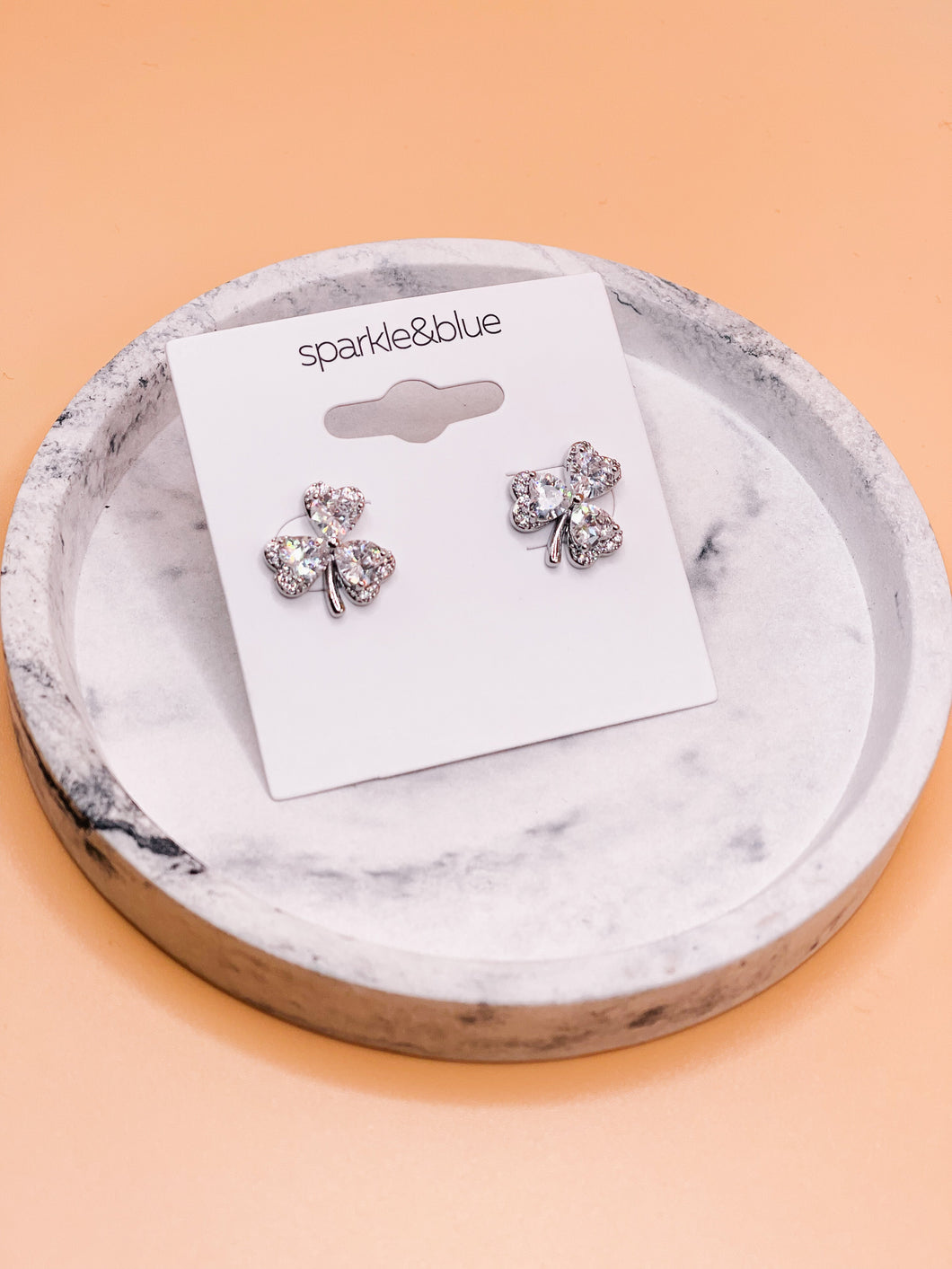 3 Leaf Clover Cubic Zircon Stud Earrings
