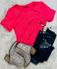 Load image into Gallery viewer, Hot Pink Rhinestone Bodysuit
