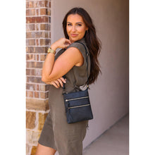 Load image into Gallery viewer, Envelope style crossbody bag with multiple zipper compartments
