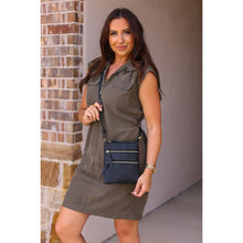 Load image into Gallery viewer, Envelope style crossbody bag with multiple zipper compartments
